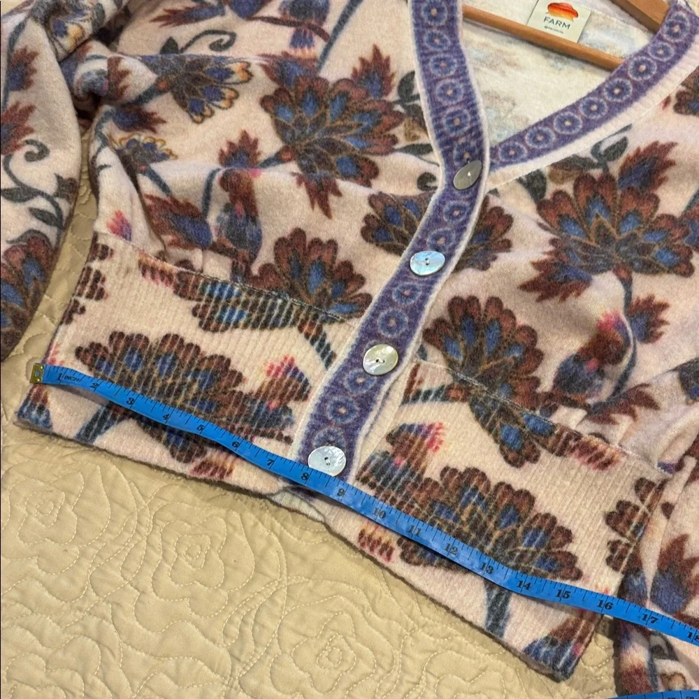 FARM Rio Floral Cardigan - Cream and Blue - Picture 14 of 16